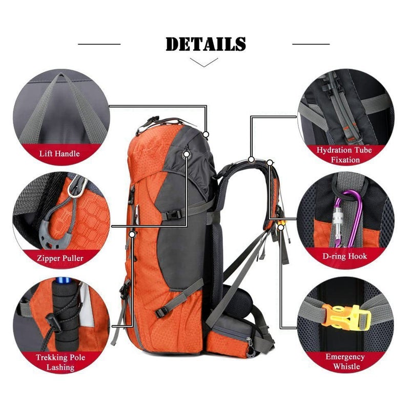 Bseash 60L Waterproof Hiking Camping Backpack with Rain Cover  Large Outdoor Sport Travel Daypack Rucksack for Climbing - Image 4